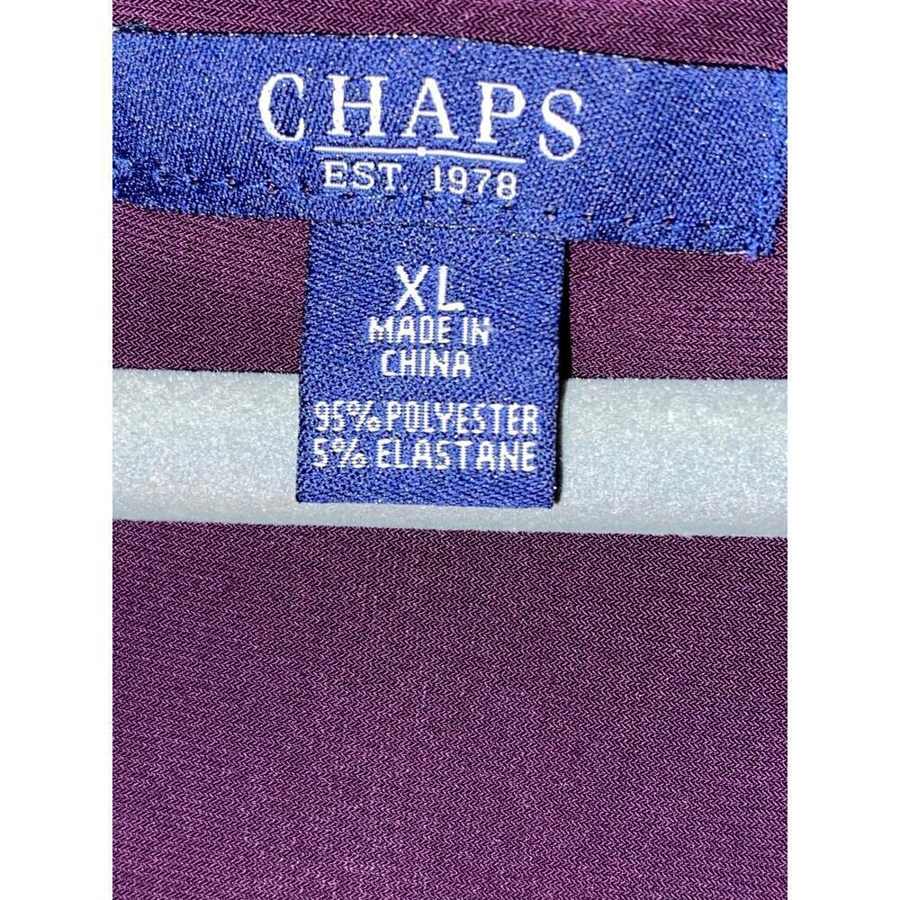 Stretchy‎ Long Sleeve Purple V-neck Faux Wrap Midi Length Dress by Chaps Sz XL - Picture 3 of 4